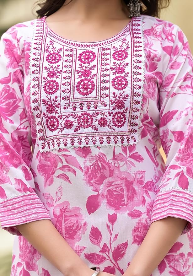 Straight Floral Printed Kurta And Pant Set With Dupatta | Ethnic Set | Dupatta Set | Suit Set | Kurta Set | Wedding Suit