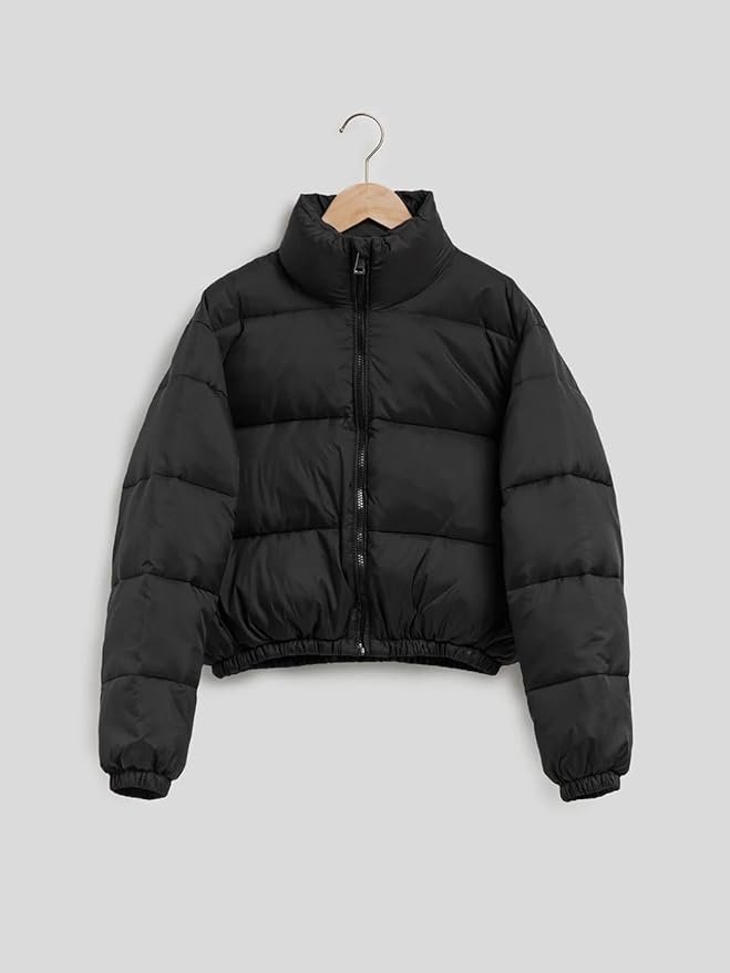 Women Nylon Full Sleeve Solid Standard Length Puffer Jacket
