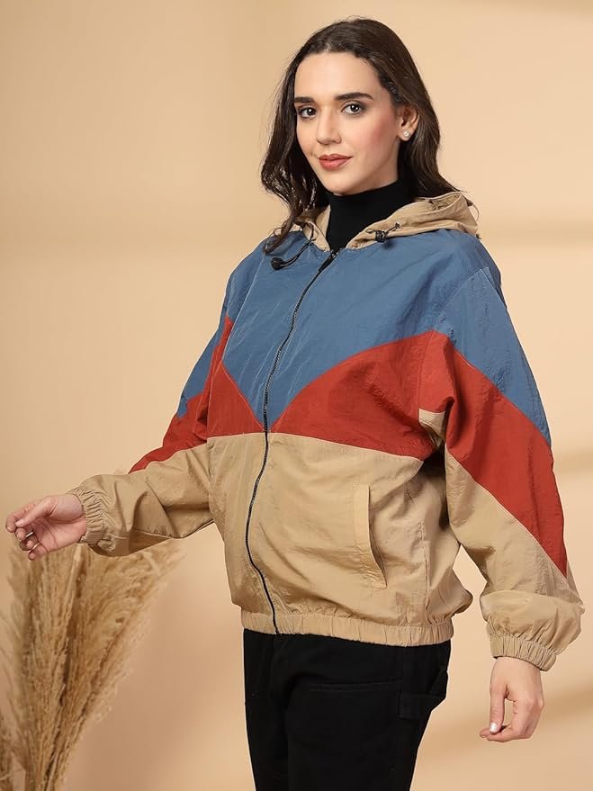 Women Winter Stylish Wind Cheater Hooded Sports Zipper Jacket