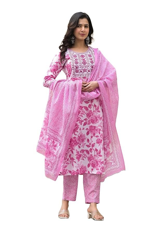 Straight Floral Printed Kurta And Pant Set With Dupatta | Ethnic Set | Dupatta Set | Suit Set | Kurta Set | Wedding Suit